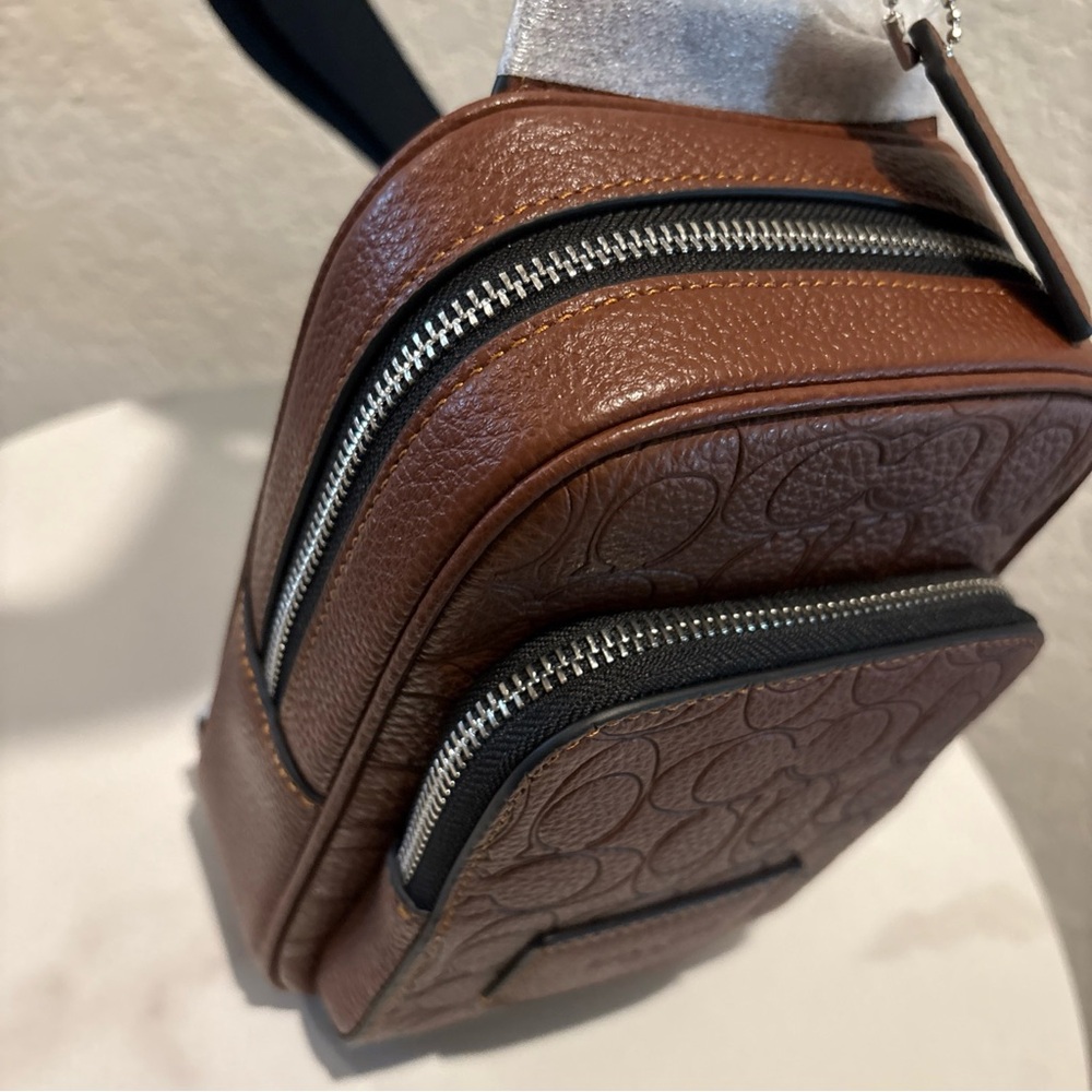 NWT Coach Brown Leather Crossbody Sling Bag for Men - Picture 11 of 13